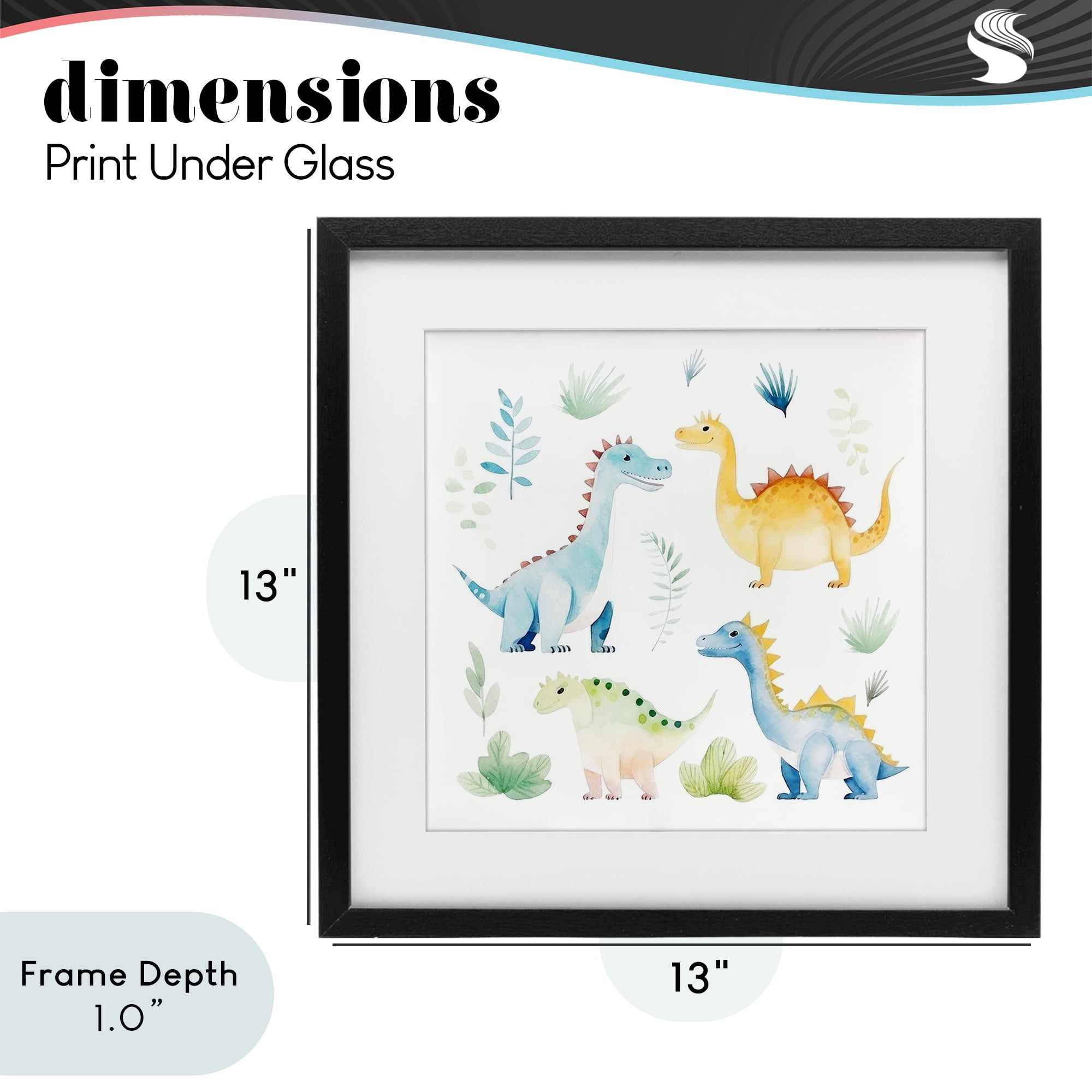 Stupell Industries Playful Dinosaur Wonderland Black Framed Print Under Glass, design by Lazar Studio