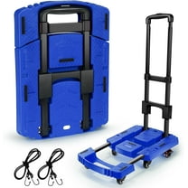 Folding Hand Truck 500lbs, Portable Heavy Duty Dolly Cart, 6 Wheels Collapsible Luggage Cart with 2 Elastic Ropes - Compact Trolley Cart for Easy Moving - Ideal Hand Cart for Travel and More