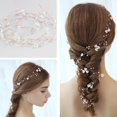 thumbnail image 2 of Bridal Hair Vine 39'' Pearl Headband Extro Long Flower Hair Piece for Bride Bridesmaid Prom Party Festival Hair Jewelry for Women (Rose gold), 2 of 12