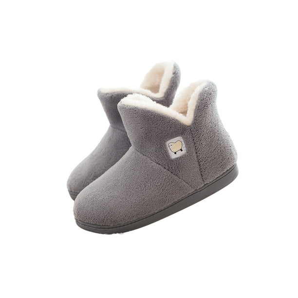 Zapatillas peludas para hombre y mujer, botas cálidas con forro de felpa, zapatos de casa para interior y exterio