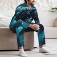 thumbnail image 7 of Yiaed Vintage Blue Pattern Whale Print Men’s Pajamas Set - Long Sleeve Button Down Sleep Shirt and Pajama Bottoms Sleepwear Set Mens Pjs Sets Men's Pajama Bottoms-XX-Large, 7 of 7