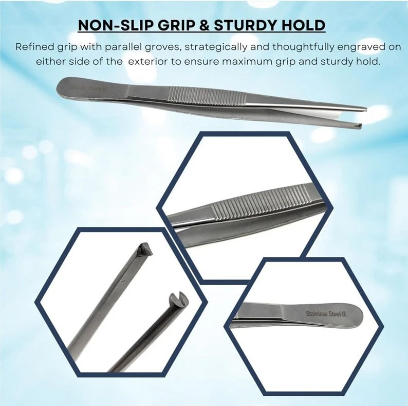A2ZSCILAB - Multipurpose Foreceps, 5Pcs Labware Tweezers Blunt Serrated Lab Forceps