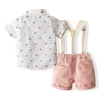 thumbnail image 2 of Bullpiano 1-6T Bowtie Print Shirt Baby Boys Gentleman Suit Shirt+Suspender Shorts Overalls Clothes Set Infant Formal Suits, 2 of 9