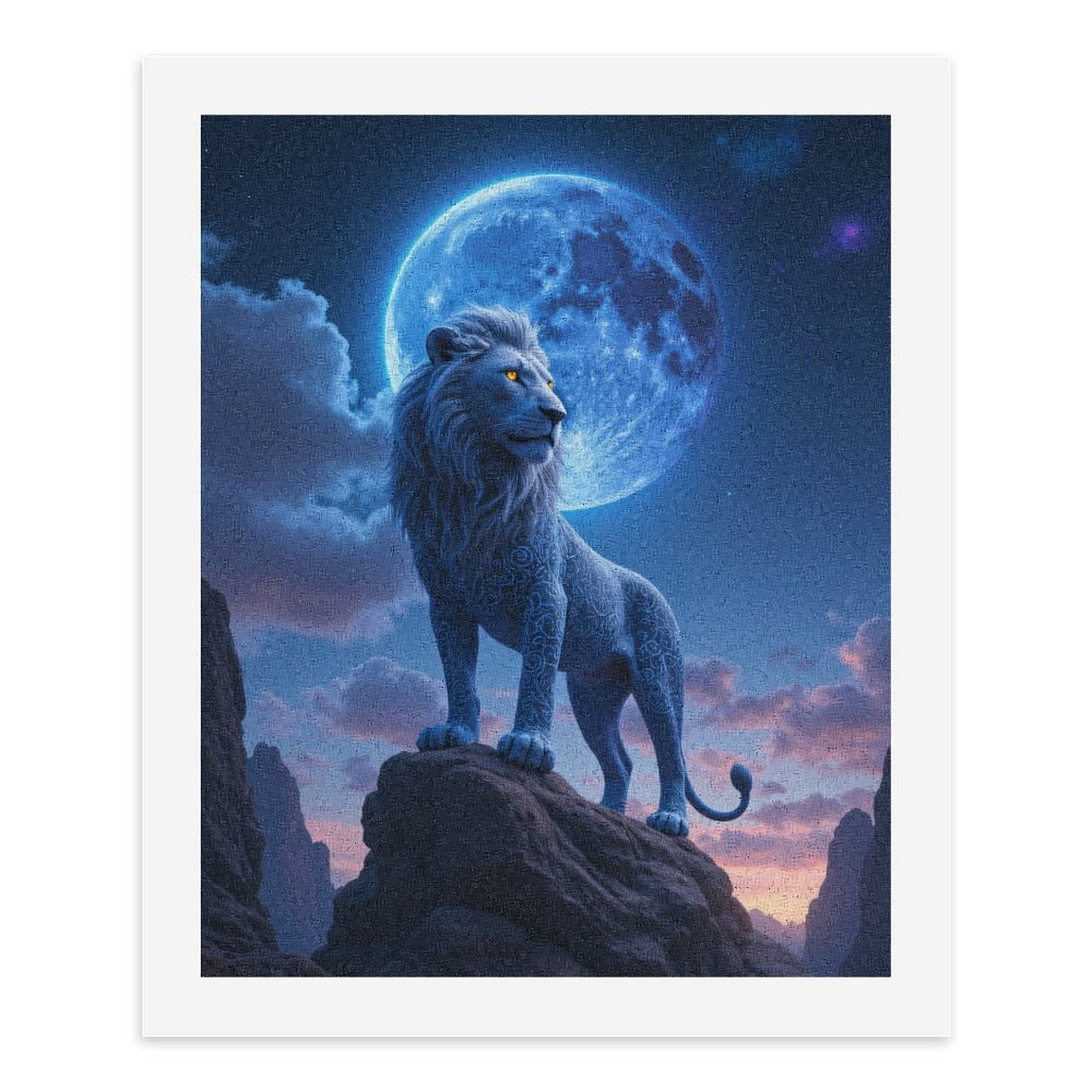 Paint By Numbers Kit for Adults Beginner - Moonlit Majestic Blue Lion Rock DIY Canvas Painting Kits for Adults, Frameless Paint By Number for Adults for Home Wall Decor 16x20 Inch