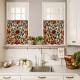 thumbnail image 3 of 3 Piece Kitchen Curtains and Valances Set Burnt Orange Green Cafe Curtains 24 Inch Length Vintage Abstract Flowers Valance & Tier Curtain for Living Room Bedroom Small Window 54"x18"+27"x24"*2, 3 of 6