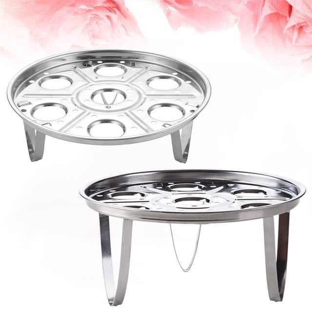 Shisuyan 2PCS Stainless Steel Egg Steamer Rack Plate Stackable Round Steaming Stand for Home Kitchen Cooking
