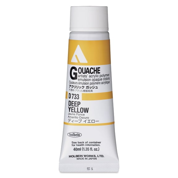 Holbein Acrylic Gouache – Deep Yellow, 40 ml tube