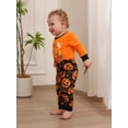 thumbnail image 4 of EYIIYE Family Pajamas Matching Sets Halloween Pumpkin Set Letter Print Long Sleeve Tops Long Pants 2-Piece Outfits, 4 of 8