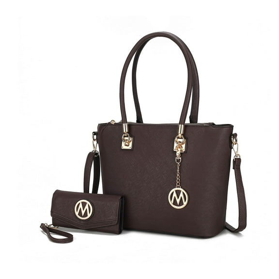 MKF Collection Vanessa Women's Tote Bag with Wristlet Wallet, Solid Vegan Leather Handbag Purse Set by Mia K
