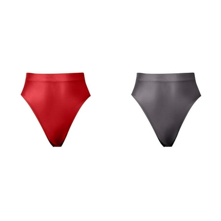 (2-Pack) 2025 New Super Thin Shiny Transparent athletic Underwear Women Bikini High Waisted Briefsy Surprise Underwear Pack for Women and Smooth
