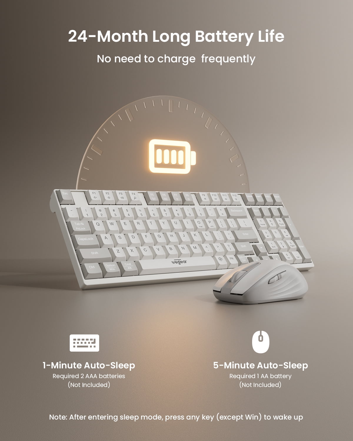 2.4G Wireless Keyboard and Mouse Combo,Compact Full-Size  (98 Keys) Keyboard,Silent Touch ,6-Button & 3-DPI Quiet Wireless Mouse,Portable Kit for Windows Computer PC Mac OS Laptop