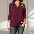 thumbnail image 2 of CEHVOM Chemise Décontractée à Manches Longues pour Femmes, Col Rabattu, Boutons, Liquidation, 2 of 8