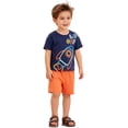 thumbnail image 2 of Bellafa Toddler Boys Cotton Short Sleeve T-Shirt and Elastic Waist Shorts Set 2-7 Years Kids Summer 2-pieces Outfits -Rocket, 2 of 8