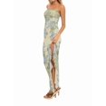 thumbnail image 4 of Women Floral Tube Maxi Dress Summer Strapless Tube Bodycon Mesh Layer Cocktail Party Dress Cream White S, 4 of 9