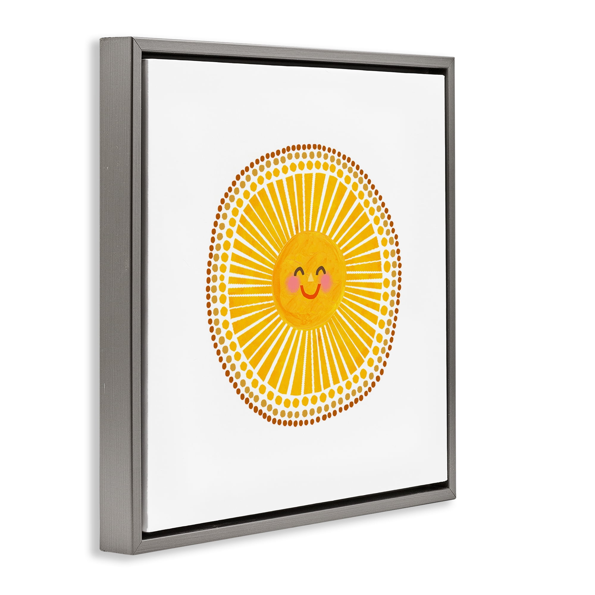 Stupell Industries Yellow Sun's Smile Gray Framed Floater Canvas Wall Art, design by Katherine Herrell Studio