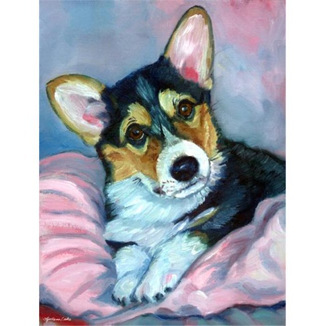 Corgi Puppy With Pink Blanket Flag Garden Size