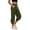 34# Army Green, variant on Women's Ruffled Waist Cropped Jogger Pants, Drawstring Elastic Waist Capri Sweatpants with Pockets, Casual Summer Lounge Pants(Black,L)
