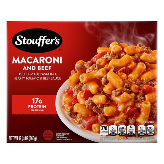 Stouffer’s Macaroni and Beef, Single Serve, Frozen Pasta, Single Frozen Meals 12.875 oz