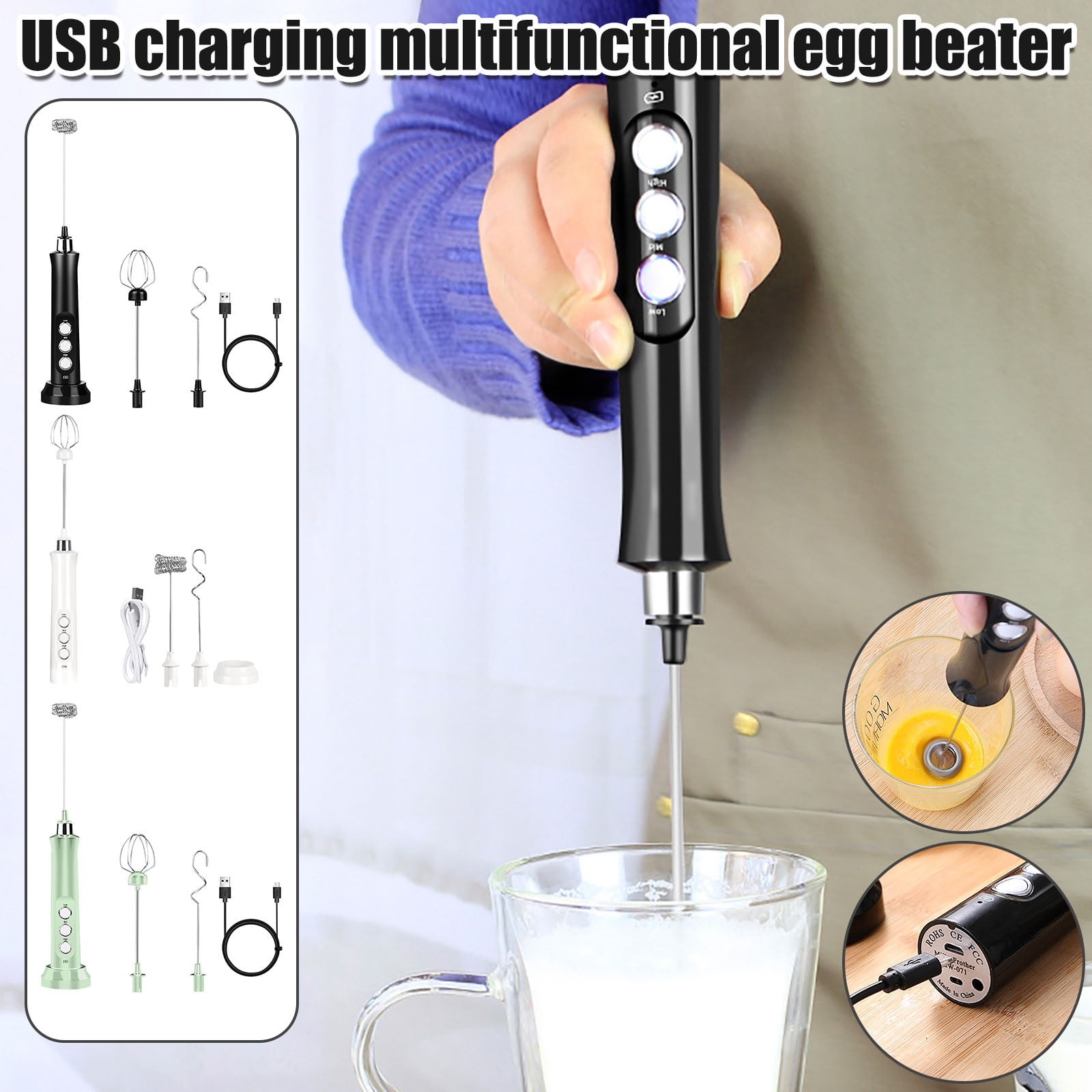 Wovilon Coffee Stirrers Electric Stirrer Drink Stirrer Mini Household  Electric Milk Frother Stainless Steel Whisk Fancy Coffee Frother 
