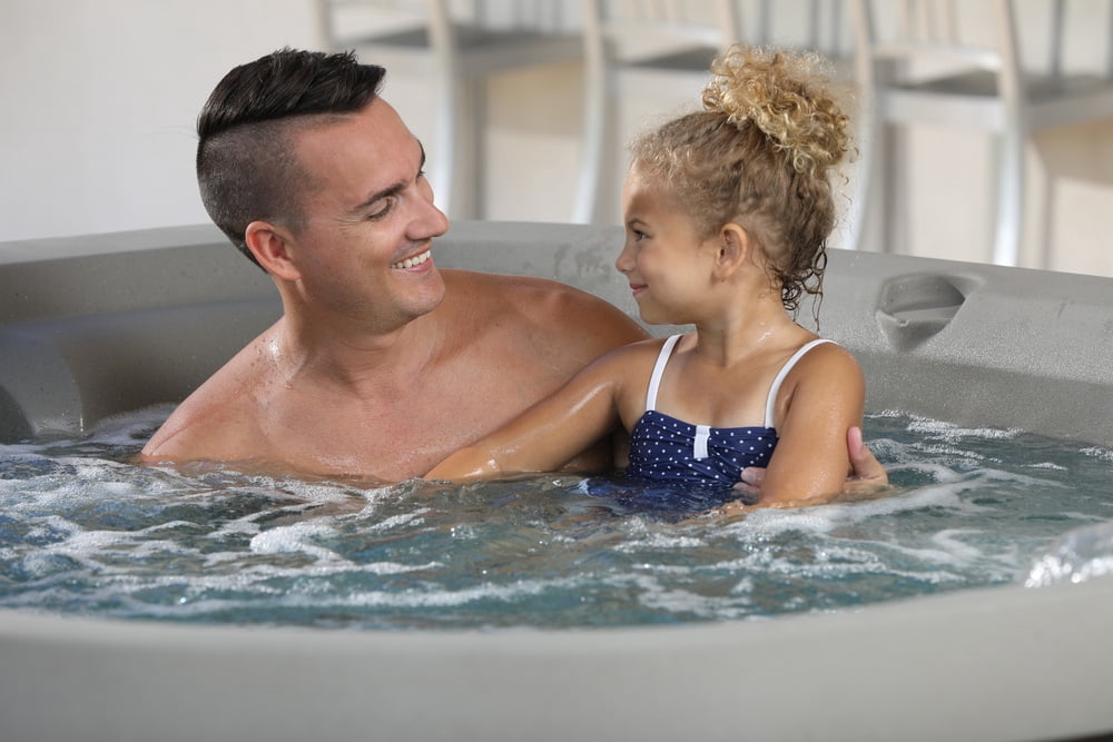 All New 2025 HydroLuxe MAUI LOUNGER Taupe/Brown Hot Tub - 5-person, 26 Jets, Convertible 110v/220v