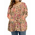 thumbnail image 2 of Mengpipi Womens Plus Size Tops Criss Cross V Neck Long Sleeve Fall Casual Shirt 1X-5X, 2 of 6