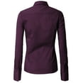 thumbnail image 4 of Doublju Women's Long Sleeve Slim Fit Button Down Dress Shirt (Plus Size Available), 4 of 5