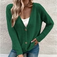 thumbnail image 4 of clear 50% off Usmixi 2023 Sweater Coat for Women Fuzzy Fleece Coats for Women Casual Solid V Neck Button Long Sleeve Cardigan Tops Fall Comfy Knit Sweater Outerwear Winter Sweater Coat, 4 of 7