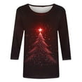 thumbnail image 5 of VKOYWKM Womens Christmas 3/4 Sleeve Tops Merry Christmas Tree Graphic Crewneck Fall T-Shirts Funny Family Party Matching Top Blouse, 5 of 6