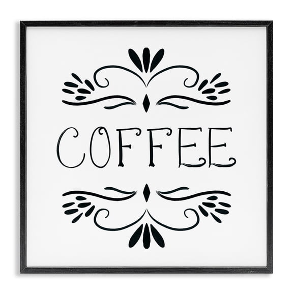 Stupell Industries French Country Coffee with Floral Emblems Black Framed Giclee Art, 12 x 12, by Lucille Price