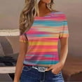 thumbnail image 3 of JTZGDY Womens Tops Loose Fit Casual Short Sleeve Round Neck Boho Floral Printed T-Shirts Trendy Oversized Basic Tunic Blouse Red XXXL, 3 of 5