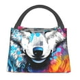thumbnail image 2 of Vsdgher Cool Colorful Wolf Print Insulated Reusable Bags with Sturdy Zipper and Handles, Foldable Totes for Hot or Cold Food Bring or Delivery, 2 of 8