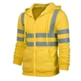 thumbnail image 3 of NoxwB Men's High Visibility Safety Sweatshirt Class 3 Reflective Zippered Long Sleeve Drawstring Hooded Cargo Jacket Hi-Vis Safety Hoodies Yellow 5XL, 3 of 6
