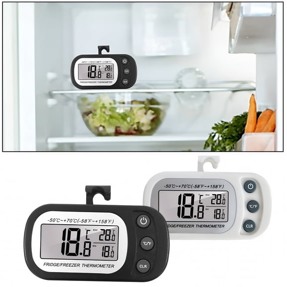 GJX 2026 New Digital Refrigerator Thermometer Large Lcd Display Magnetic Hanging Waterproof Fridge Freezer Electronic Temperature Monitor Gauge Kitchen Gadgets