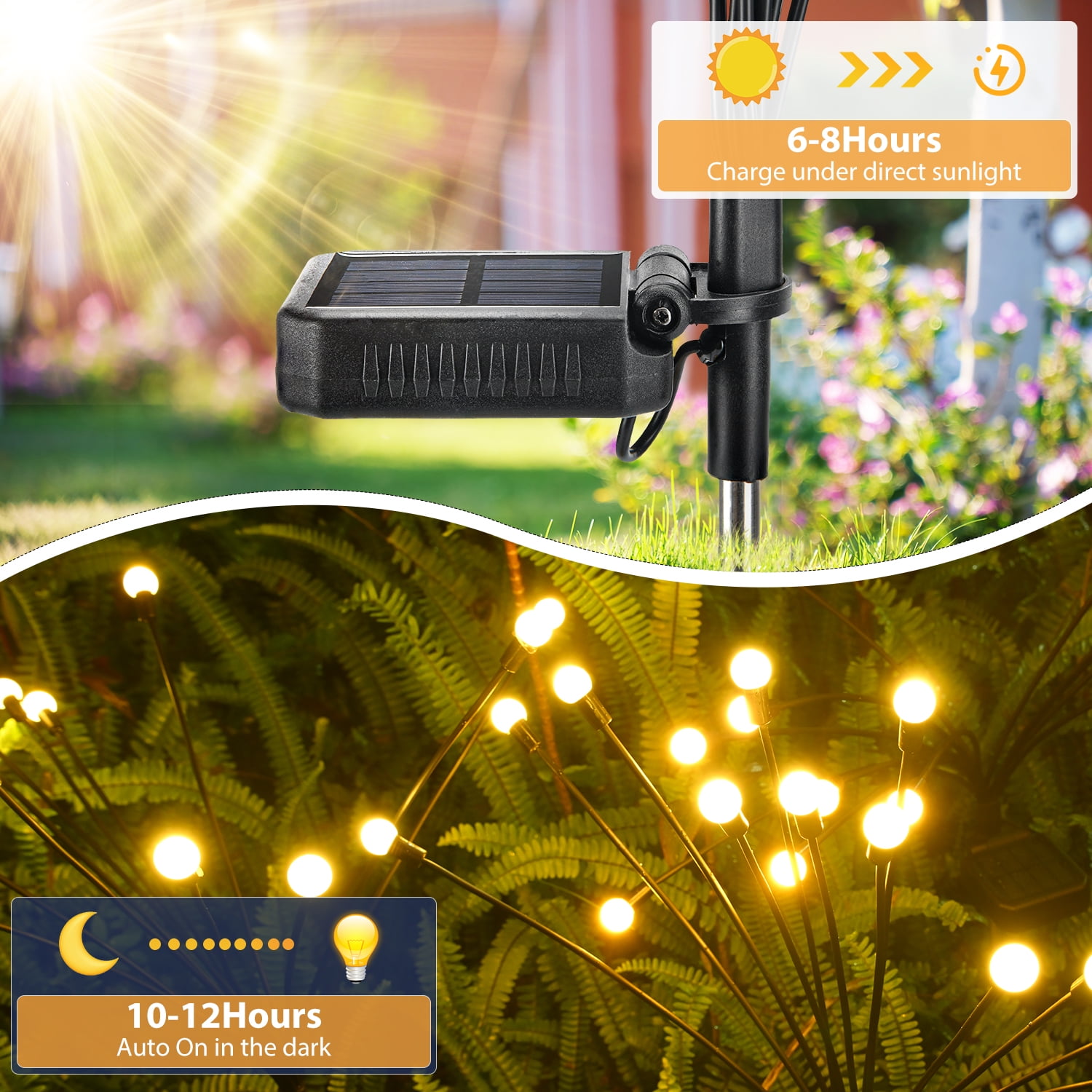  KTEBO 2 Pack Solar Firefly Garden Lights Decor, Solar