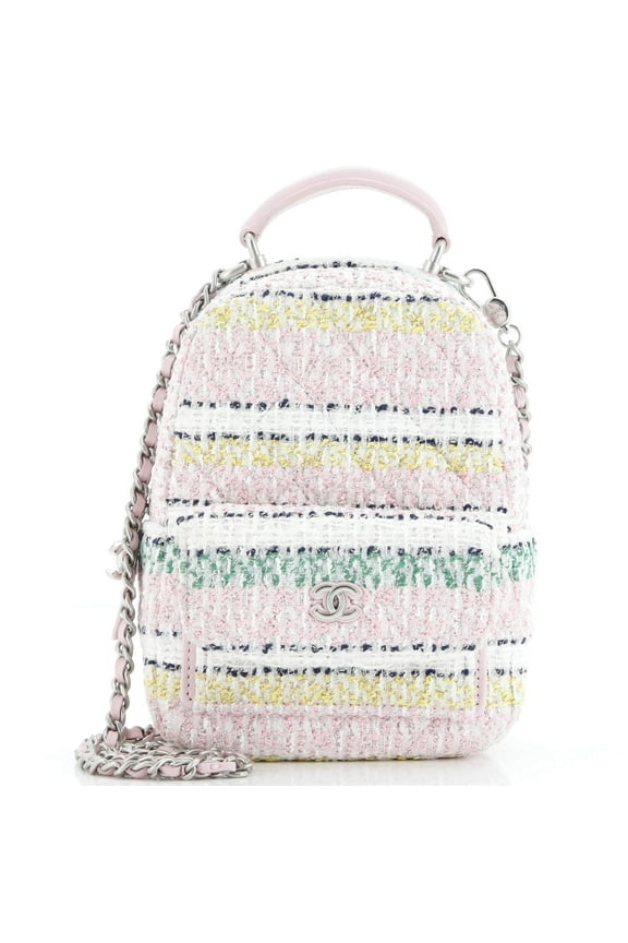 Pre-Owned Classic CC Chain Pocket Backpack Quilted Tweed Mini By Rebag