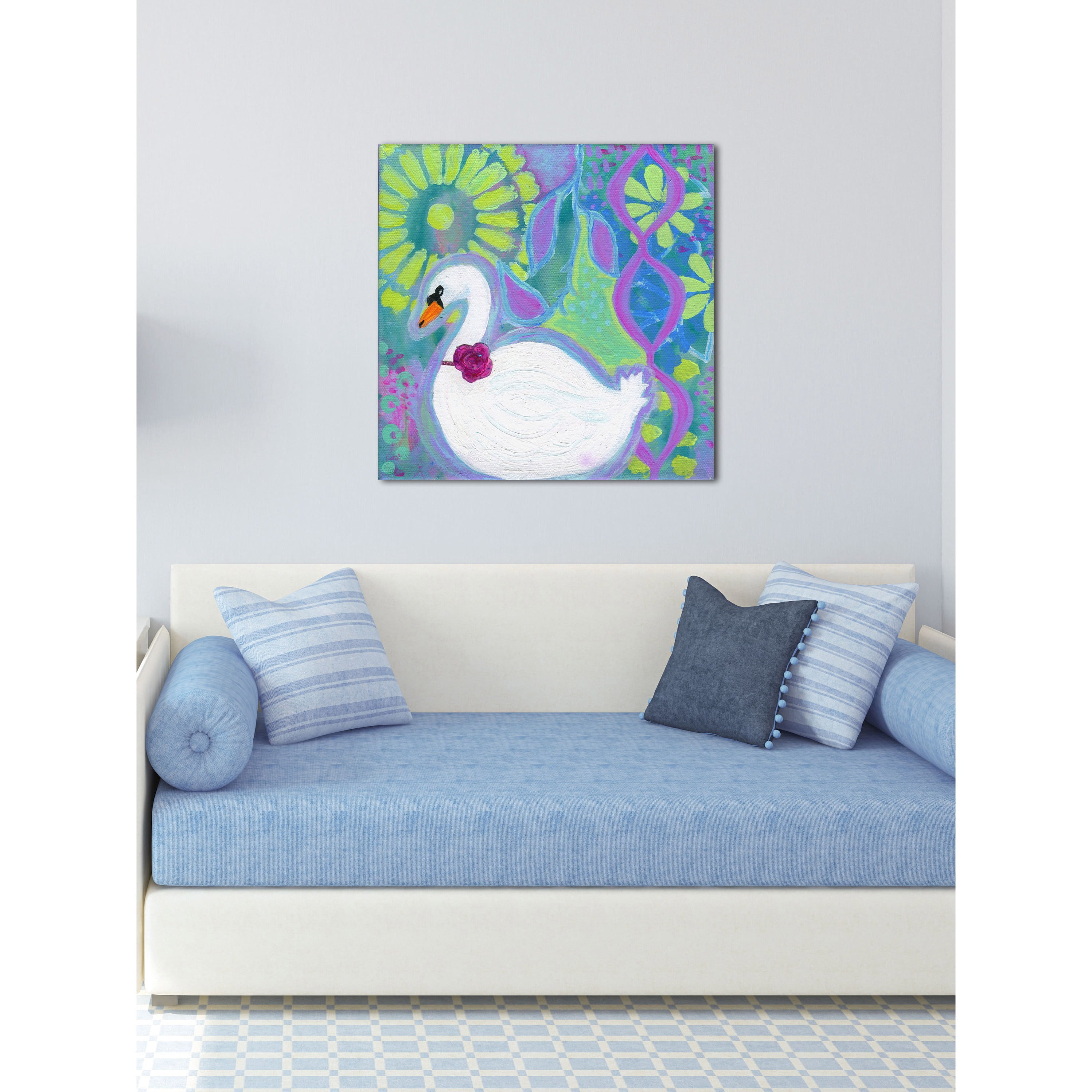 Marmont Hill "Swan 1" by Jill Lambert Painting Print on Wrapped Canvas