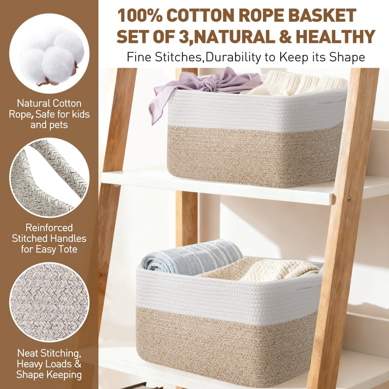 Xueyu Large Woven Cotton Rope Storage Basket, 22x12x17" photo 4