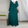 thumbnail image 2 of Mikilon Women Solid Color Maxi Dress Versatile Comfort Temperament Long Sleeve Round Neck Dress, 2 of 8