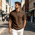 thumbnail image 2 of Trgacdwlo Polo T Shirts for Men Cotton Linen Raglan Men's Shirts Short Sleeve Summer Breathable Moisture Wicking Mens Golf Polo Shirt Coffee XXXL, 2 of 9