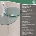 thumbnail image 6 of Corona Glass Console Sink Combo Round Easy Install Wall Mount Bathroom Vessel Sink 27 7/8" Crystal Clear Tempered Glass Console w/Chrome Faucet and Pop Up Sink Drain | Renovators Supply, 6 of 16