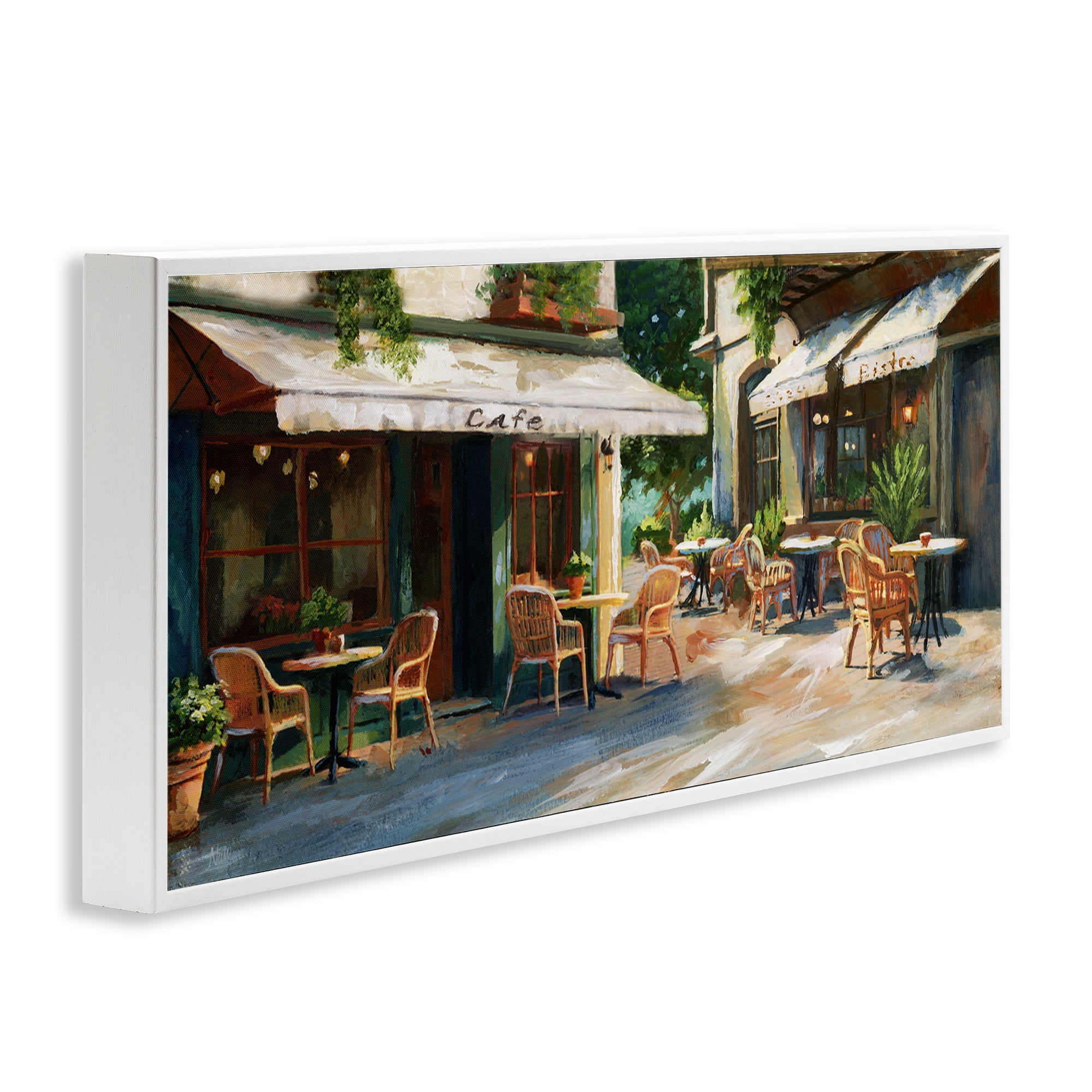 Stupell Industries Sunlit Outdoor Parisian Cafe White Framed Giclee Art, design by Nan