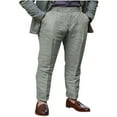 thumbnail image 2 of WXLWZYWL Mens Linen Pants Casual Elastic Waist Trousers Summer Beach Lightweight Pants Slim Fit Suit Solid One Button Suit Tuxedo Work Blazer Pants, 2 of 6