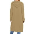 thumbnail image 2 of SHTXOZHI Long Hoodies for Women Zip Up Drawstring Sweatshirts Hooded Jacket Coat with Pockets, 2 of 4