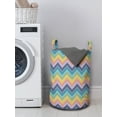 thumbnail image 3 of Abstract Laundry Bag, Chevron Layout in Colorful Pastel Tones Contemporary Horizontal Illustration, Hamper Basket with Handles Drawstring Closure for Laundromats, 13" x 19", Multicolor, by Ambesonne, 3 of 4