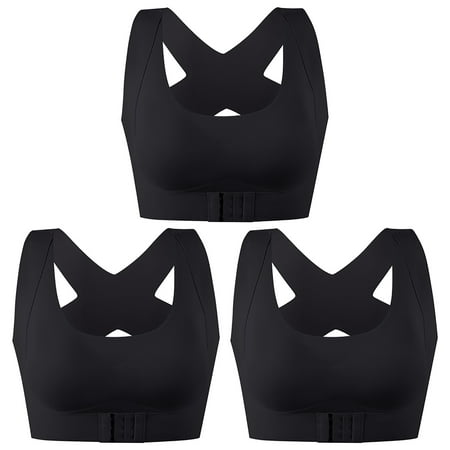 

3pcs For Women Posture Corrector Push Up Sports Bra Front Closure Full Coverage