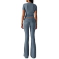 thumbnail image 3 of Pantalón de Traje de Corta Ajustado de Color Liso Gris Azul L, 3 of 9