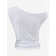 thumbnail image 5 of Women One Shoulder Ruched Crop Tank Tops Casual Off The Shoulder Twist Strap Summer Tanks Tops Going Out Crop Shirts, 5 of 5