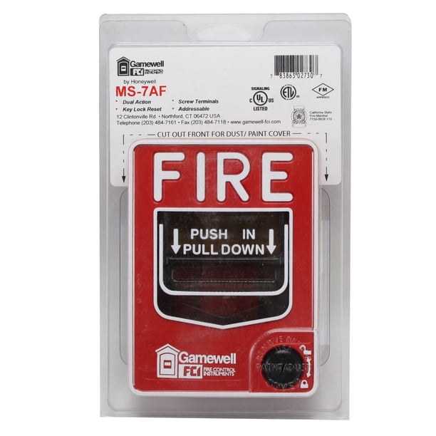 GamewellFCI MS7AF Fire Alarm Dual Action Pull Station, Red Walmart
