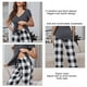 thumbnail image 3 of Camisa Para Dormir Pantalones Largos, Cuello En V Cuadros Camisa Para Dormir Pantalones Cintura Elástica Botón Frontal 2 Piezas Para Mujer Para Diario, 3 of 7