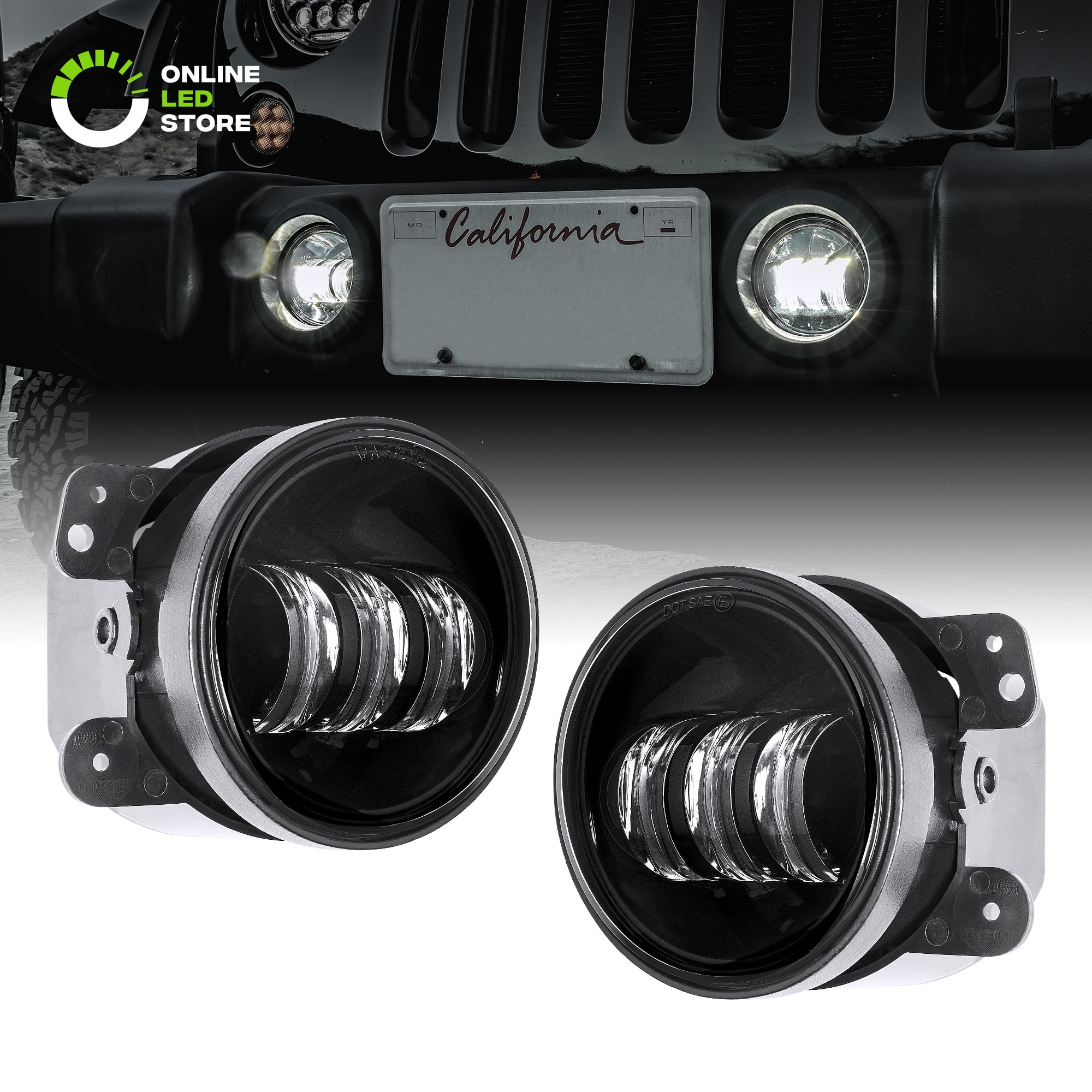 2pc 4" 60W LED Fog Light Round Driving Offroad Lights for Jeep Wrangler JK 